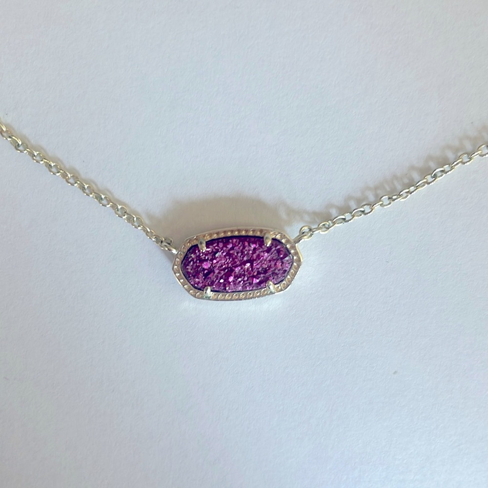 Kendra Scott purple druzy lilac lavender pendant. Like new